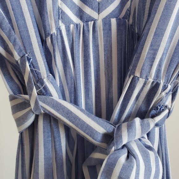 XS Blue Striped Bohemian Nautical Monteau Los Angeles Dress - Picture 6 of 7